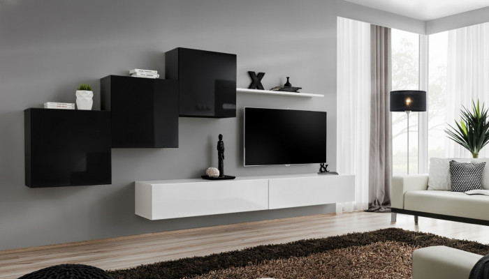 Compleet ontwerp woonkamer 3x wandkasten Wit Sideboard 6-delige woonwand Nieuw