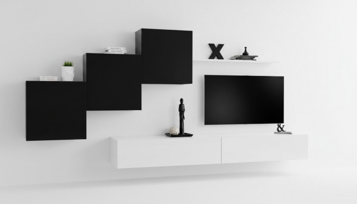 Compleet ontwerp woonkamer 3x wandkasten Wit Sideboard 6-delige woonwand Nieuw