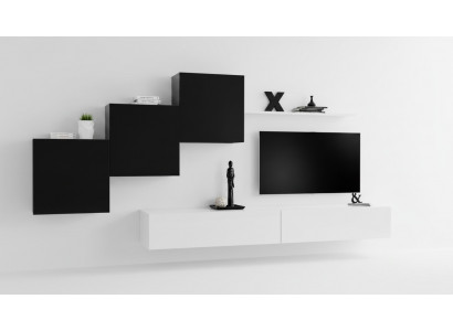 Compleet ontwerp woonkamer 3x wandkasten Wit Sideboard 6-delige woonwand Nieuw