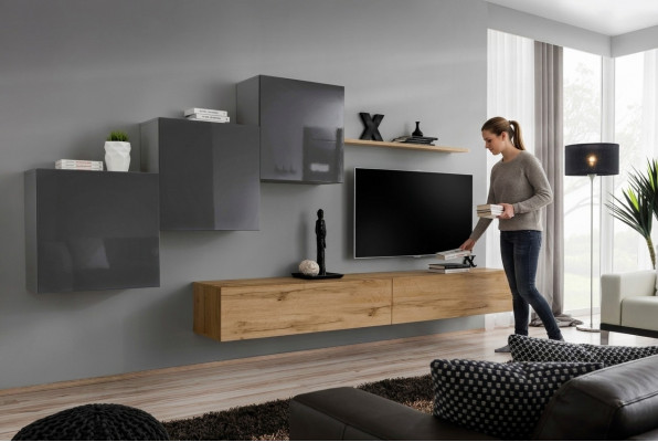 Luxe Wit Designer Moderne Woonkamer Wandmeubel TV-standaard Bruin Woonkamer