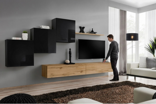 Woonwand bruine tv-standaard set woonkamer meubels tv-standaard dressoir wandrek nieuw