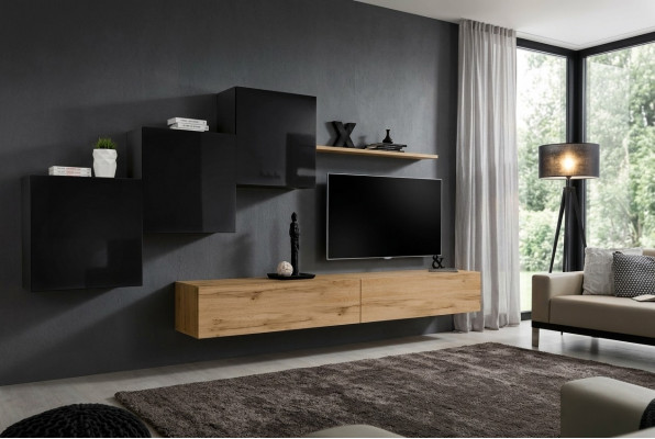 Woonwand bruine tv-standaard set woonkamer meubels tv-standaard dressoir wandrek nieuw
