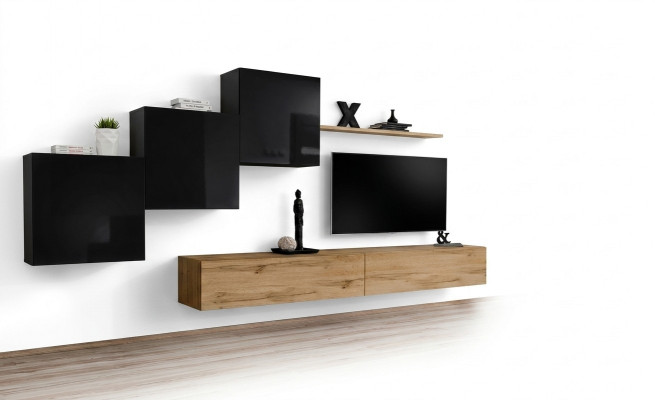 Woonwand bruine tv-standaard set woonkamer meubels tv-standaard dressoir wandrek nieuw