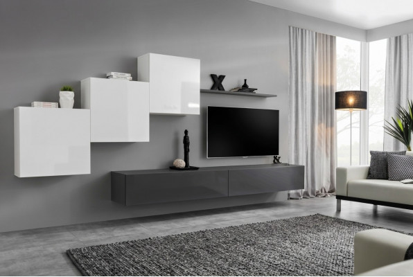 Designer woonwand Grijs TV-standaard Moderne dressoir wandplank Nieuw TV-standaard.