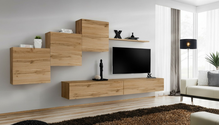 Designer woonkamer bruin TV-standaard moderne dressoir wandplank wandkast 6-delig