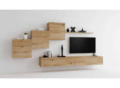 Designer woonkamer bruin TV-standaard moderne dressoir wandplank wandkast 6-delig