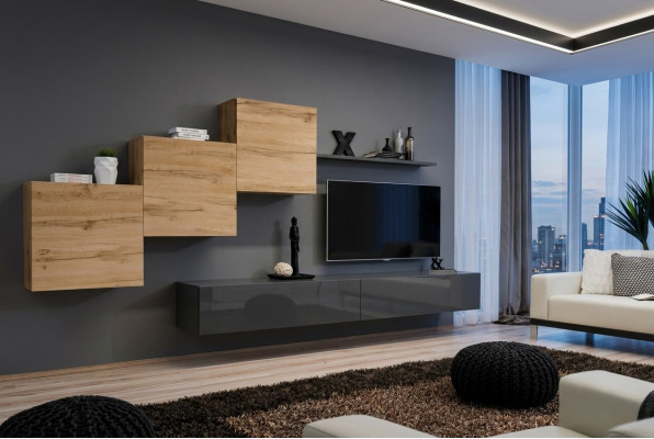 Ontwerper woonkamermeubels Woonwand Grijs TV-standaard Moderne dressoir Wandplank