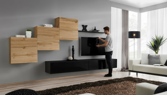 Moderne woonkamer inrichting Compleet stel Designer muur plank dressoir