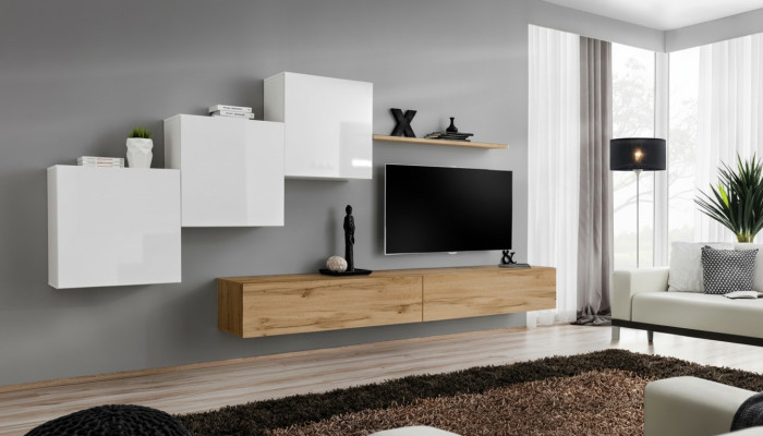 Woonkamer TV-standaard 3x wandkast wandplank Luxe design dressoir woonkamerwand.