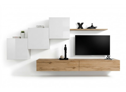 Woonkamer TV-standaard 3x wandkast wandplank Luxe design dressoir woonkamerwand.