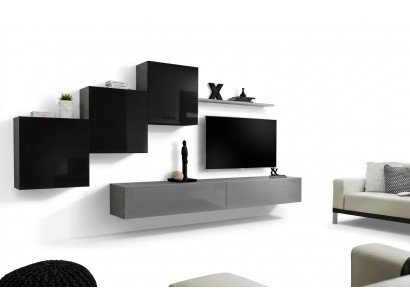 Woonkamerset Wandplank TV-standaard Grijs Luxe wandmeubel Ontwerp 6-delig. Nieuw woonkamerset Wandplank TV-standaard Grijs Luxe wandmeubel Ontwerp 6-delig. Nieuw