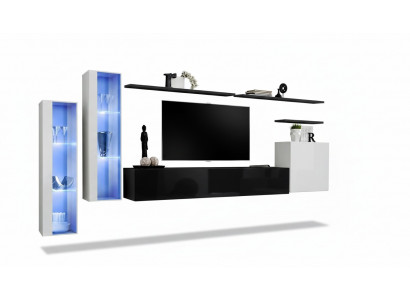 Woonkamer Zwarte Set Wandkast Vitrine Luxe woonwanden TV-standaard Ontwerp Nieuw