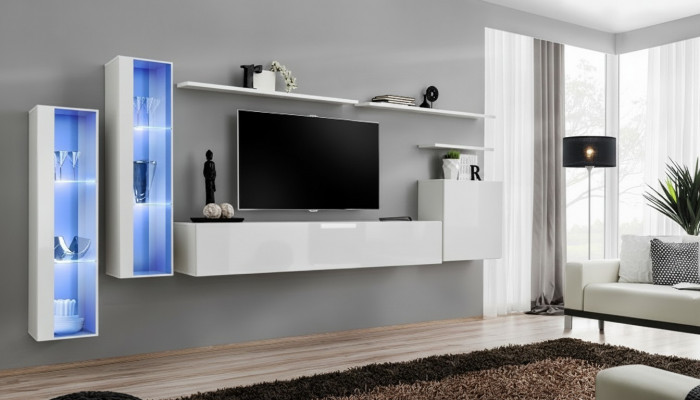 Wit Complete woonwand tv-standaard Design woonkamer Luxe kast Wandkast