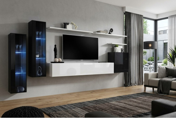 Design Witte Wandkast Wandplank TV-standaard Luxe Woonkamer Vitrine Nieuw