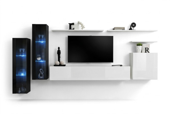 Design Witte Wandkast Wandplank TV-standaard Luxe Woonkamer Vitrine Nieuw