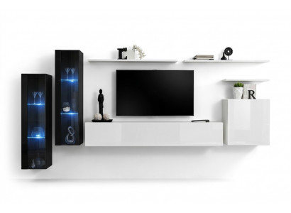 Design Witte Wandkast Wandplank TV-standaard Luxe Woonkamer Vitrine Nieuw