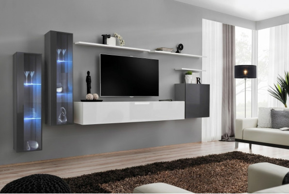 Complete woonwand tv-standaard wandplank luxe wandkast inrichting designer.