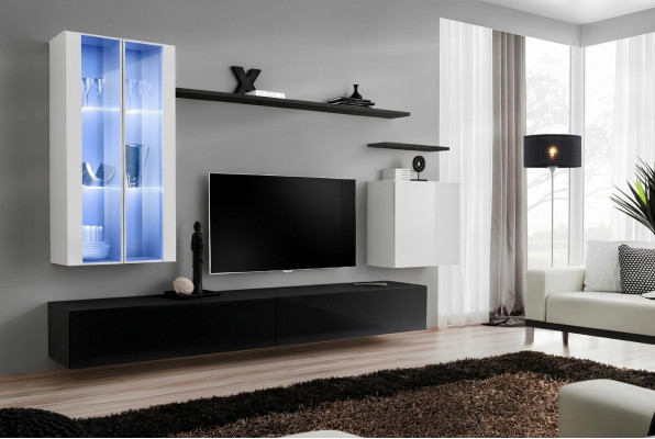 Woonkamer Zwarte tv-standaard Designer Compleet Set Wandplank Modern Nieuwe Meubels