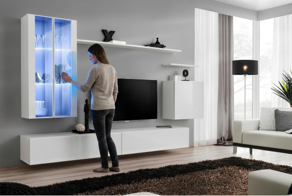 Wandmeubel 7-delig 2x hangende kast Designmeubels Woonkamerstijl Modern TV-standaard