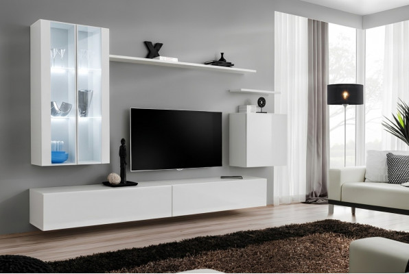 Wandmeubel 7-delig 2x hangende kast Designmeubels Woonkamerstijl Modern TV-standaard