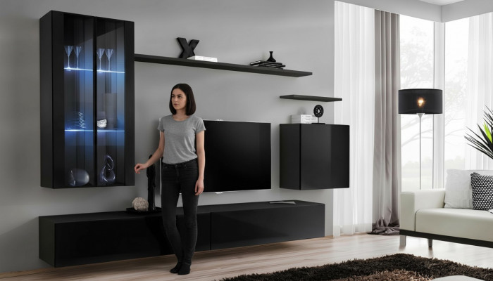 Woonkamer meubels Woonwand Wandkast Sideboard Zwart Luxe Houten meubels --> Woonkamermeubels Woonwand Wandkast Dressoir Zwart Luxe Houten meubels