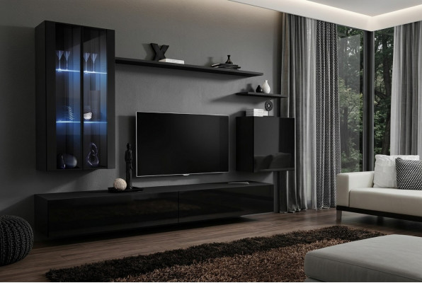 Woonkamer meubels Woonwand Wandkast Sideboard Zwart Luxe Houten meubels --> Woonkamermeubels Woonwand Wandkast Dressoir Zwart Luxe Houten meubels