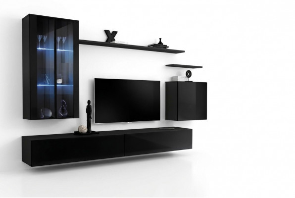 Woonkamer meubels Woonwand Wandkast Sideboard Zwart Luxe Houten meubels --> Woonkamermeubels Woonwand Wandkast Dressoir Zwart Luxe Houten meubels