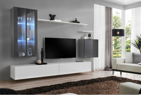 Volledige muur plank woonkamer meubilair 3x wandkast luxe tv-standaard dressoir