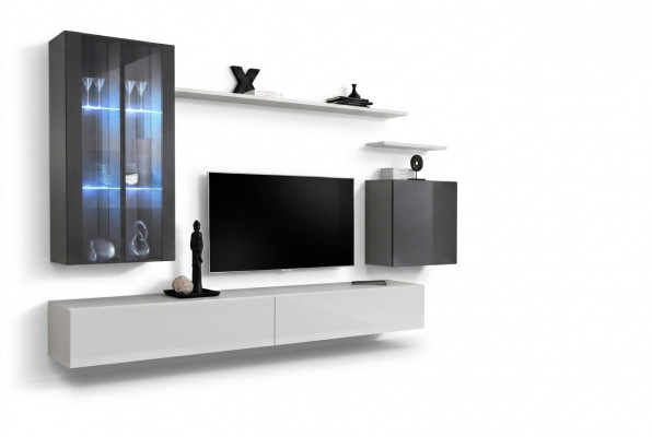 Volledige muur plank woonkamer meubilair 3x wandkast luxe tv-standaard dressoir
