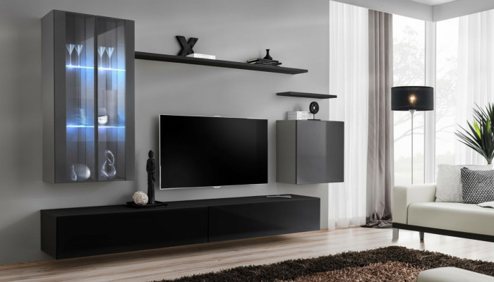 Garnituur rtv Set 7-delig. Woonkamer TV dressoir Vitrine Hangkast Ontwerp Nieuw