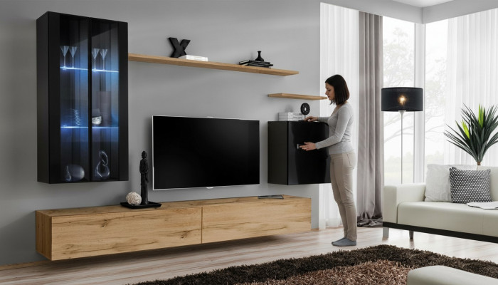 Wandmeubel Hangende Vitrine Wandkast Ontwerper TV-standaard Inrichting Planken Modern
