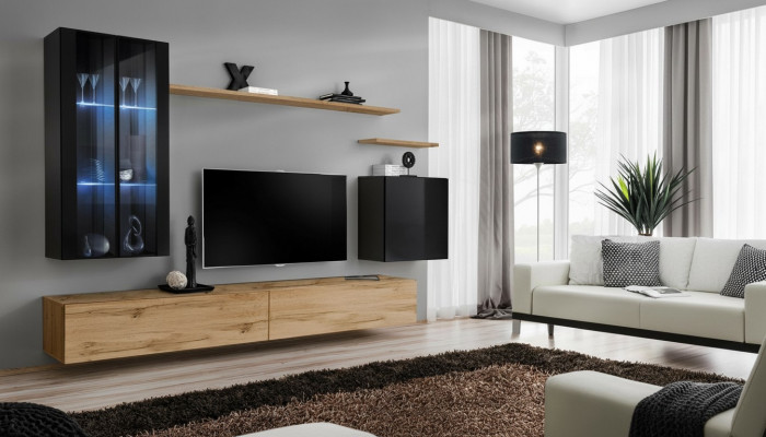 Wandmeubel Hangende Vitrine Wandkast Ontwerper TV-standaard Inrichting Planken Modern