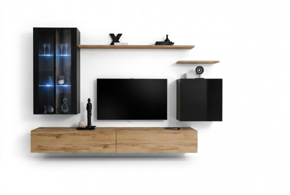 Wandmeubel Hangende Vitrine Wandkast Ontwerper TV-standaard Inrichting Planken Modern