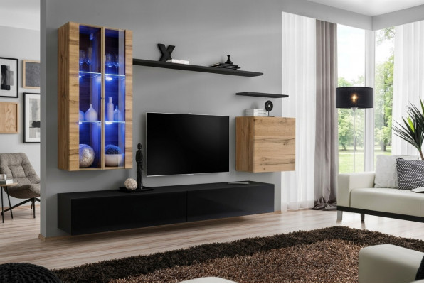 Woonwand houten meubels Zwart TV-standaard Dressoir Wandkast Houten meubels Nieuw