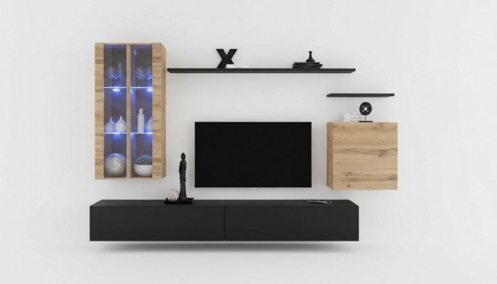 Woonwand houten meubels Zwart TV-standaard Dressoir Wandkast Houten meubels Nieuw