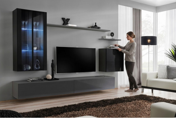 Woonkamerset 3x wandkast TV-standaard woonmeubilair Moderne designerstijl.