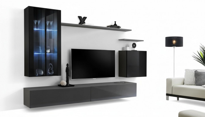 Woonkamerset 3x wandkast TV-standaard woonmeubilair Moderne designerstijl.