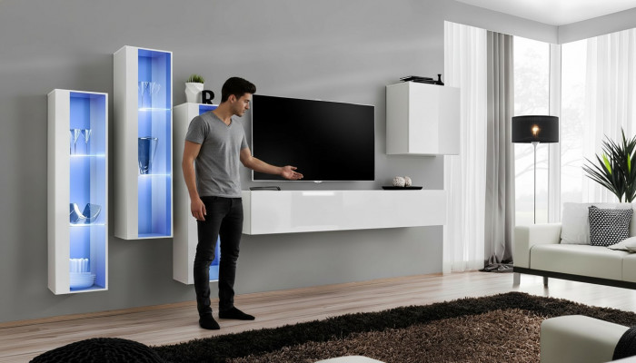 Wit Compleet Design Woonkast Sideboard 4x Kast RTV Laag TV-standaard