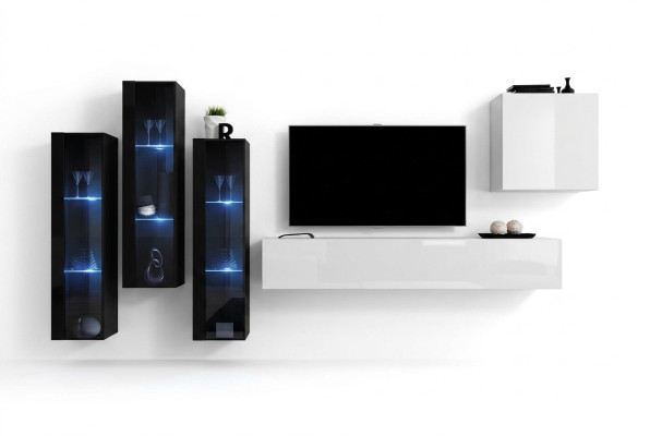 Nieuwe woonkamer wandkast hoogglans houten meubelkast moderne meubels 5-delig.