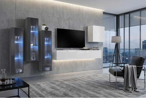 Woonkamer meubelkast set design woonkamer dressoir wandplank hangende vitrine