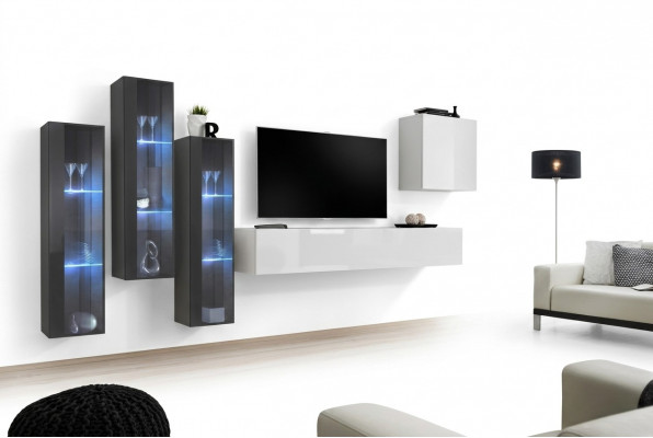 Woonkamer meubelkast set design woonkamer dressoir wandplank hangende vitrine