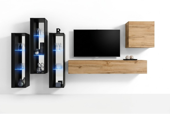 Moderne woonkast bruin tv-standaard wandkast houten meubels ontwerper hoogglans