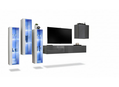Wandmeubel Grijs Modern Hoogglans TV-standaard Houten meubilair Inrichting Set