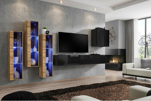 Woonkamer meubels luxe hoogglans tv-standaard zwart hout volledig nieuw