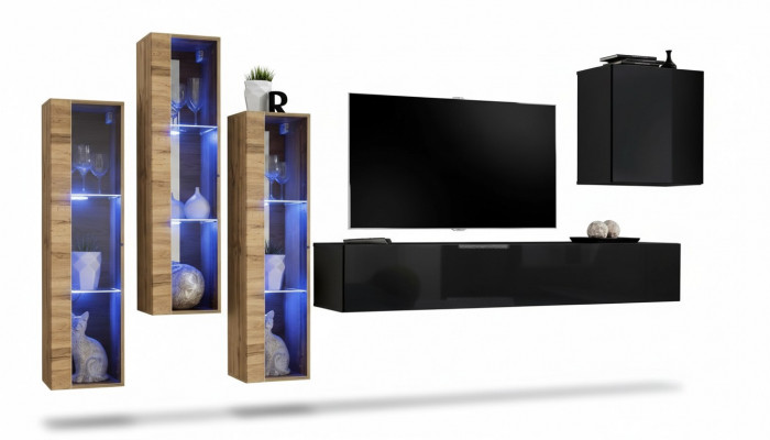 Woonkamer meubels luxe hoogglans tv-standaard zwart hout volledig nieuw