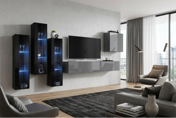 Ontwerper Grijze woonkamer TV-standaard Compleet hoogglans dressoir Wandkast