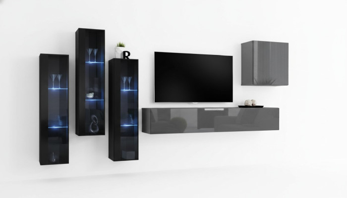 Ontwerper Grijze woonkamer TV-standaard Compleet hoogglans dressoir Wandkast