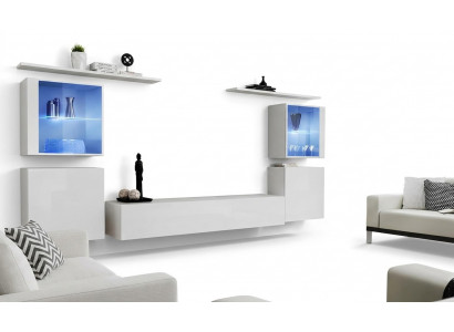 Witte woonkamermeubels woonwand 2x wandplanken Compleet set luxe inrichting