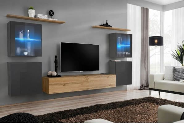 Ontwerper Braun woonkamer muur planken kast woonkamer hout meubels stijl modern