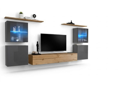 Ontwerper Braun woonkamer muur planken kast woonkamer hout meubels stijl modern